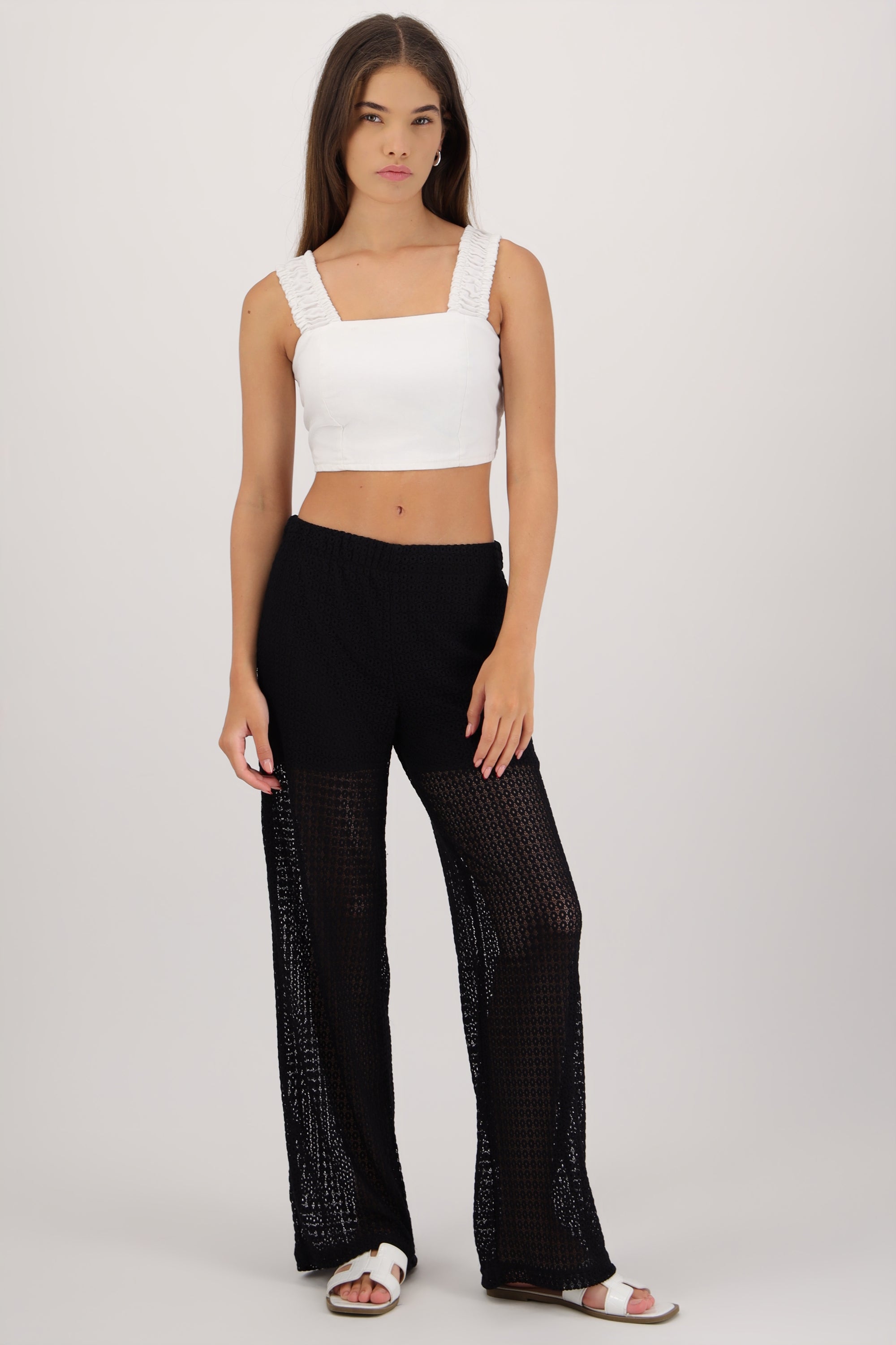 Pantalon textura con short interno NEGRO