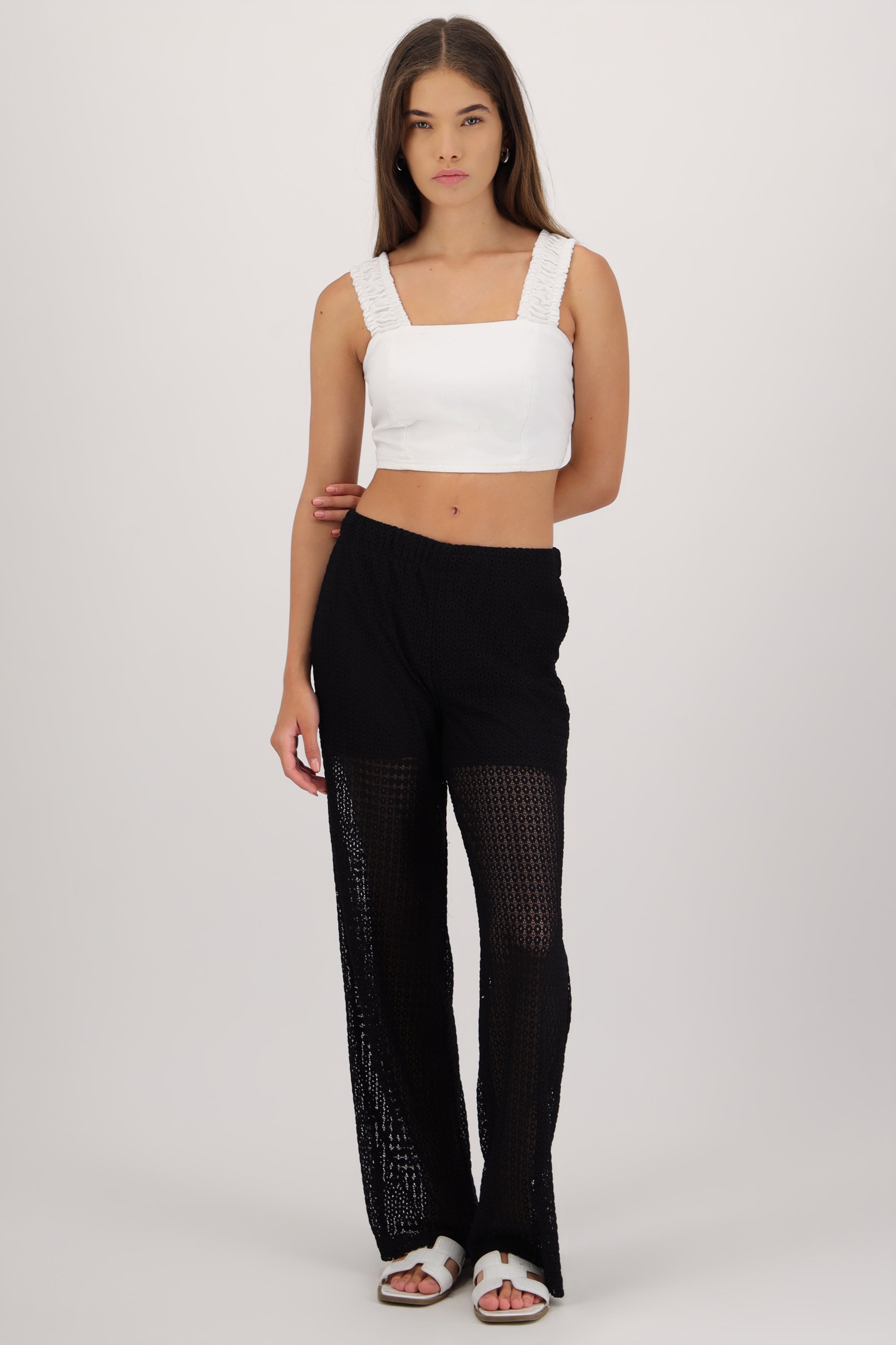Pantalon textura con short interno NEGRO
