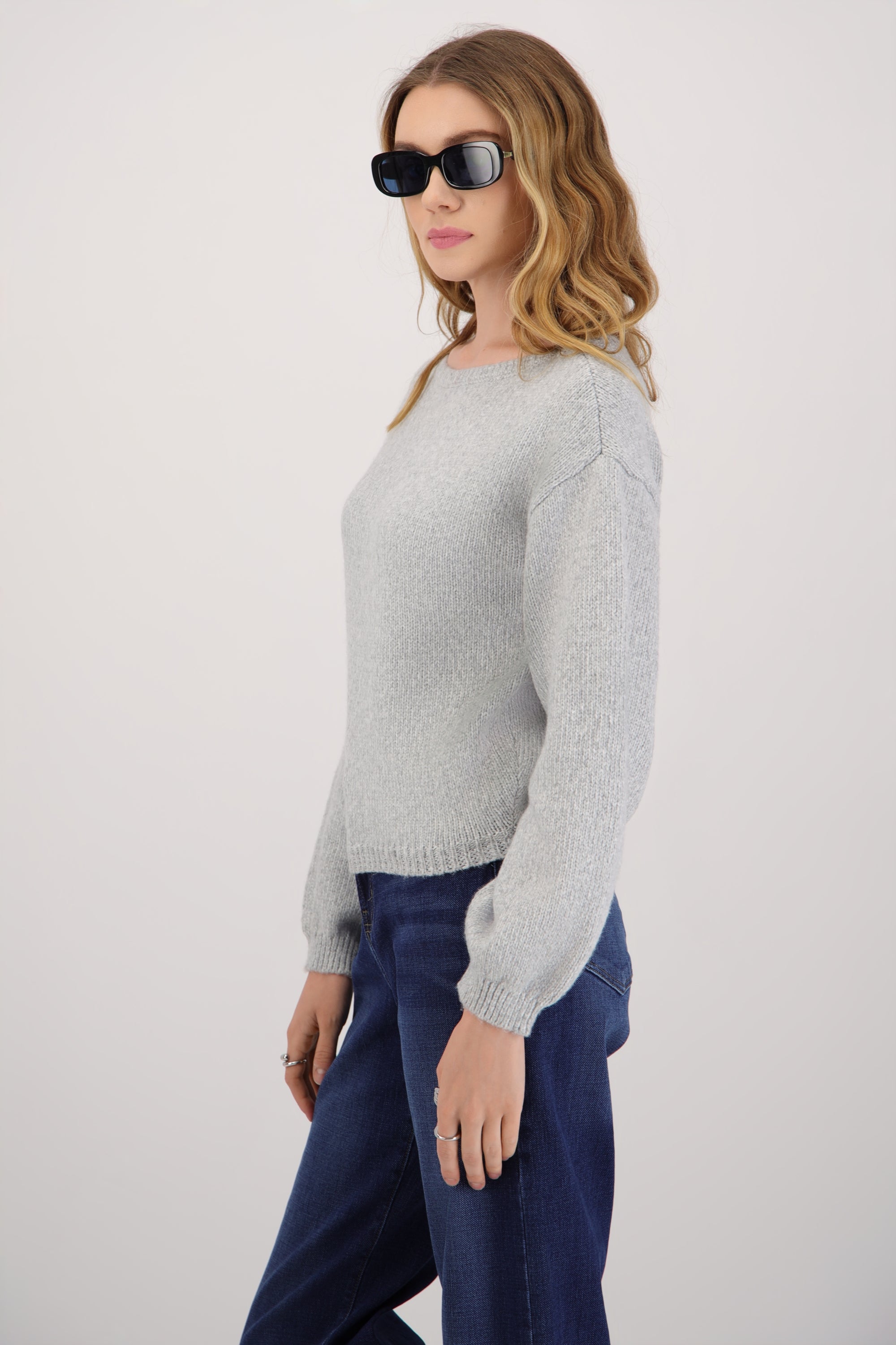 Sudadera tejido liso off shoulder GRIS CLARO
