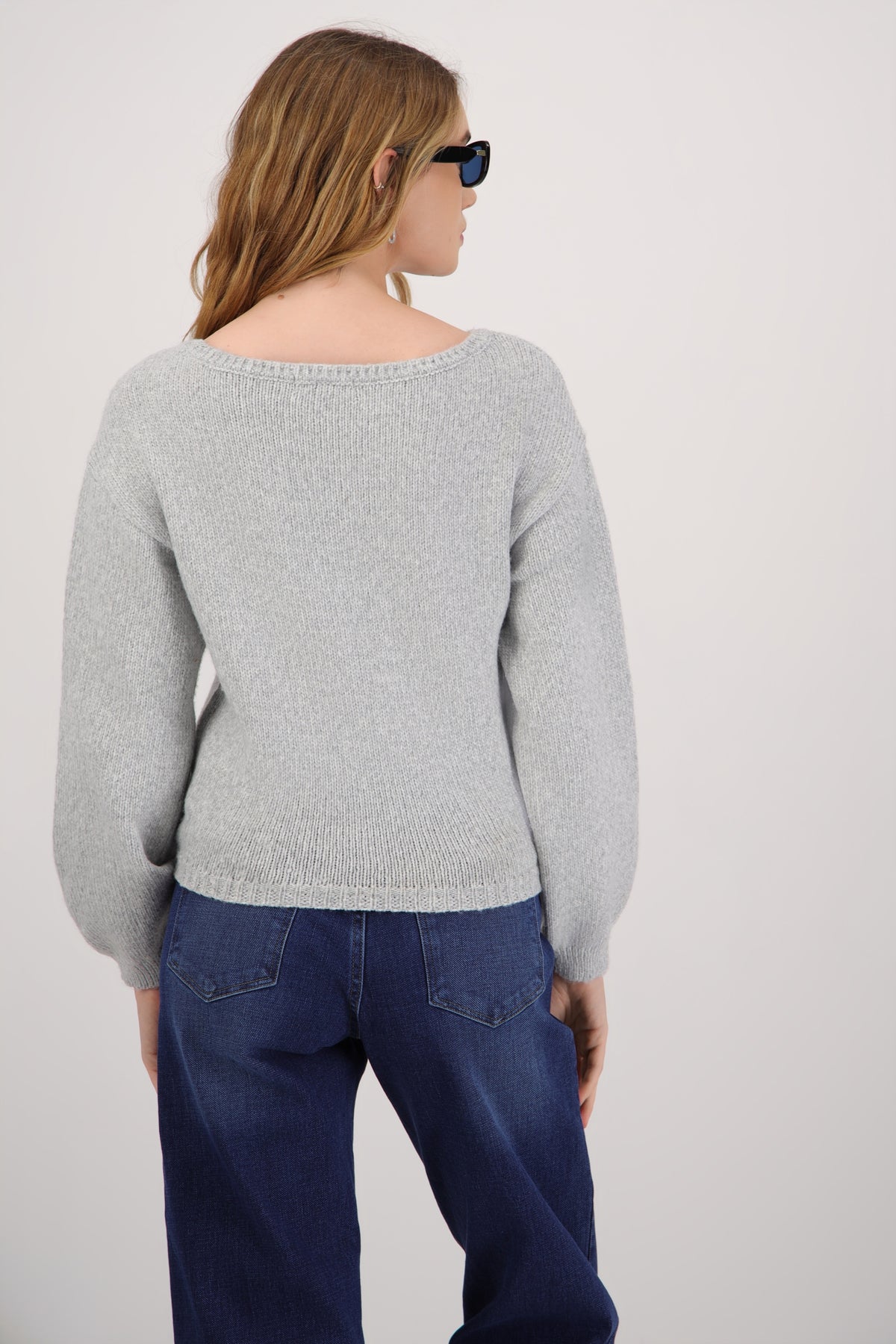 Sudadera tejido liso off shoulder GRIS CLARO