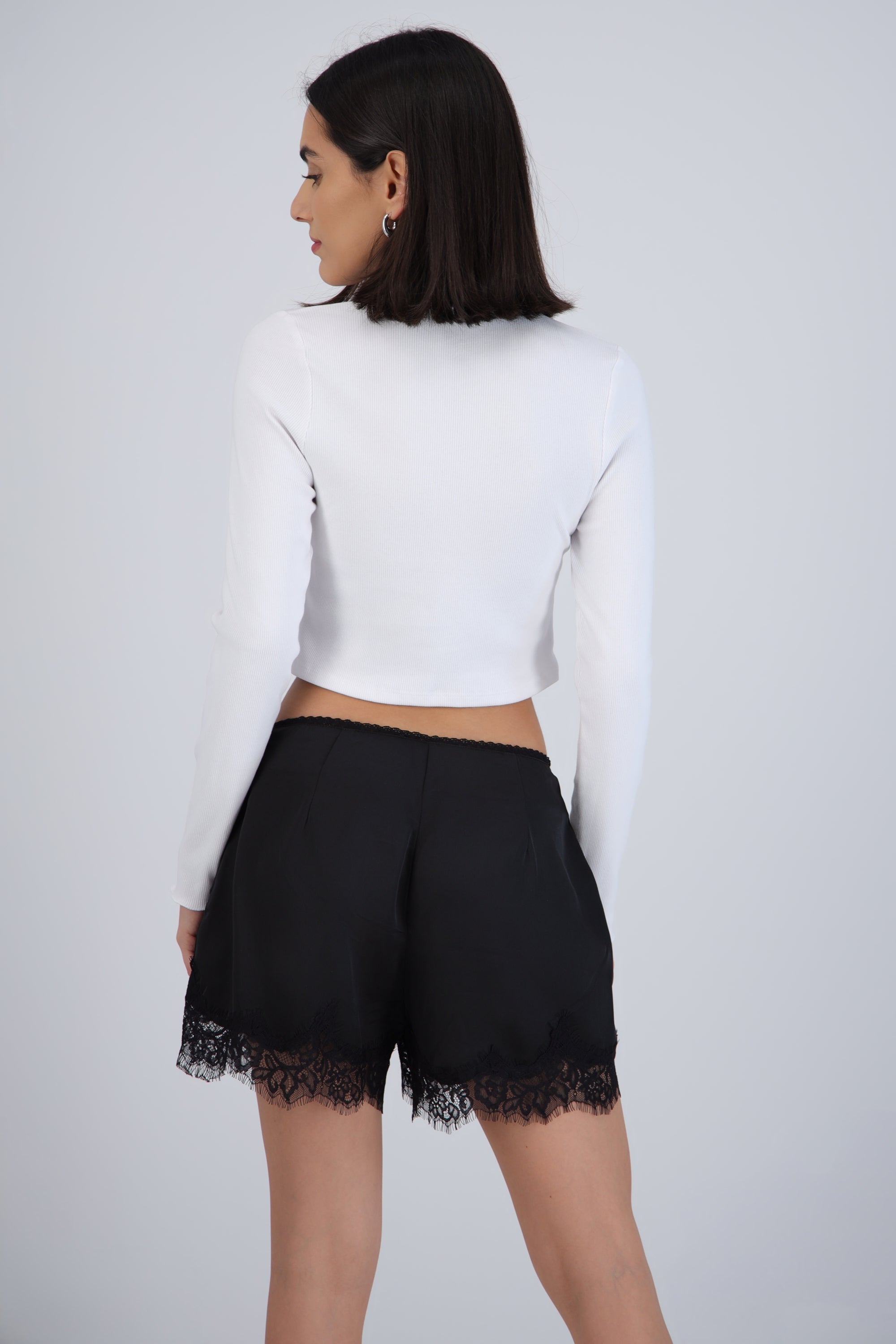 Top manga larga rib detalle botones
