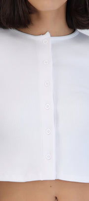 Top manga larga rib detalle botones