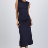 Vestido maxi cuello cascada
