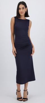 Vestido maxi cuello cascada