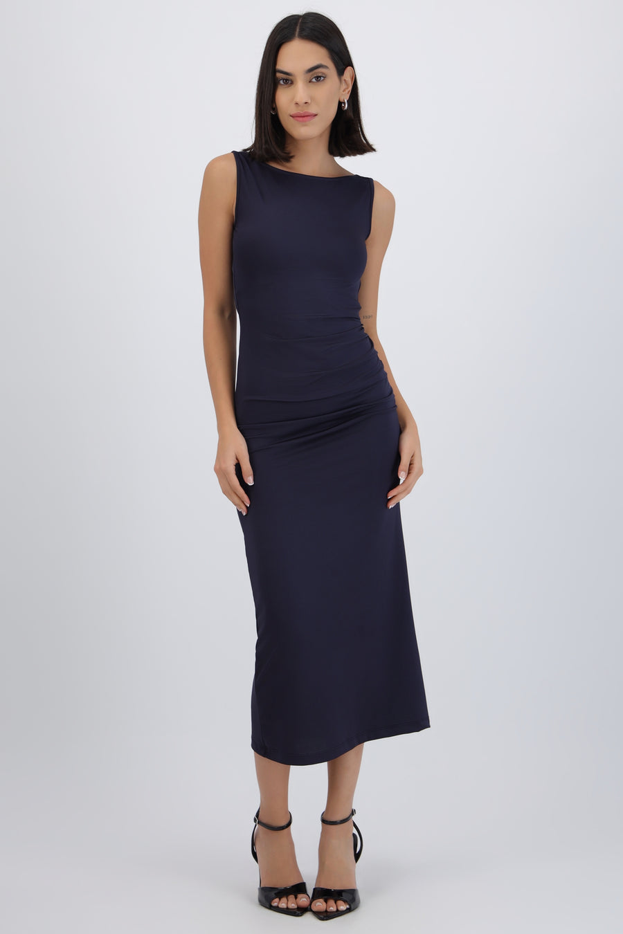 Vestido maxi cuello cascada