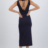 Vestido maxi cuello cascada
