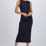 Vestido maxi cuello cascada