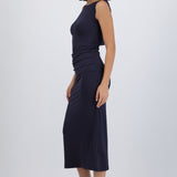 Vestido maxi cuello cascada