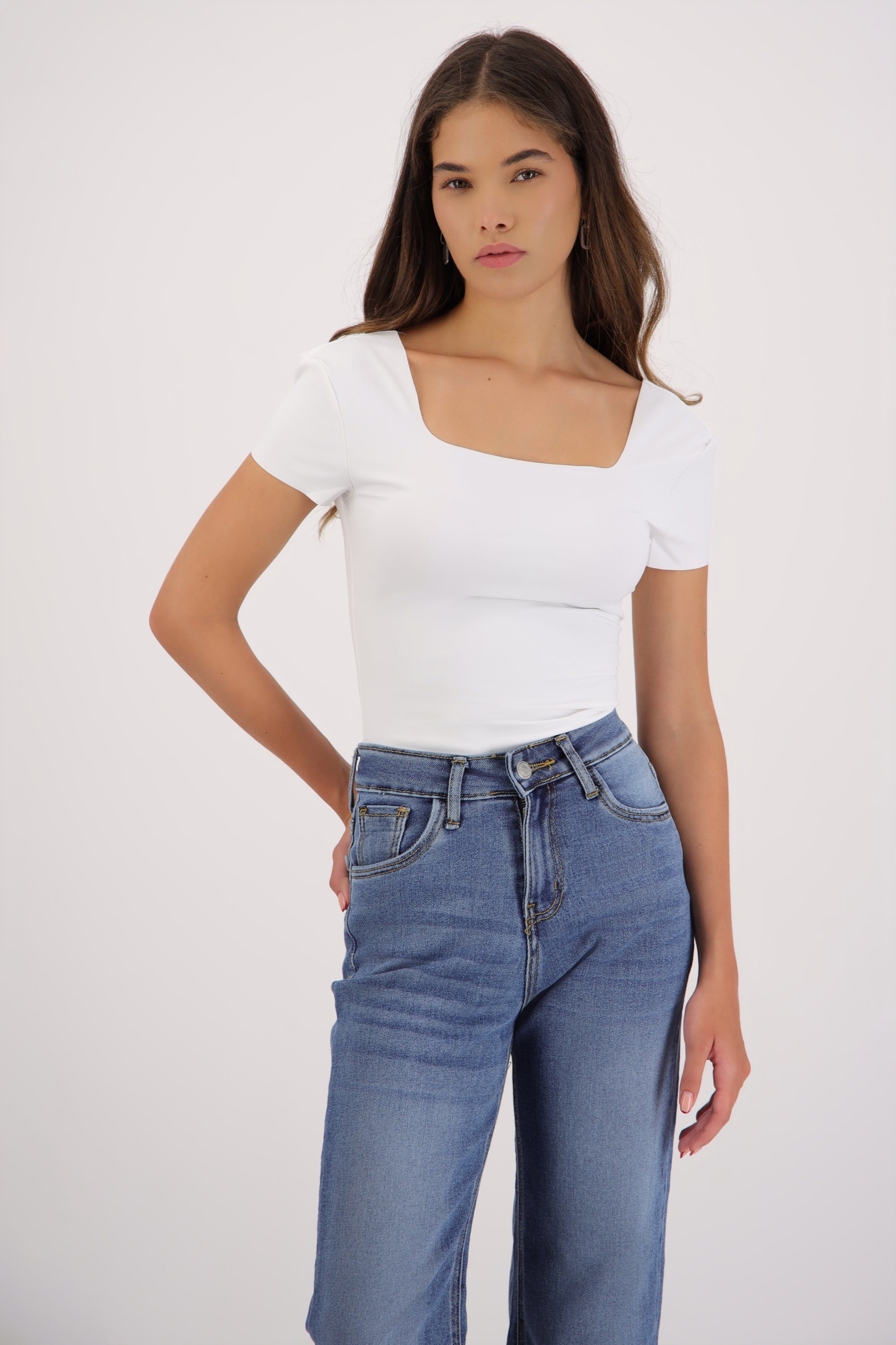 Bodysuit manga corta liso seamless BLANCO