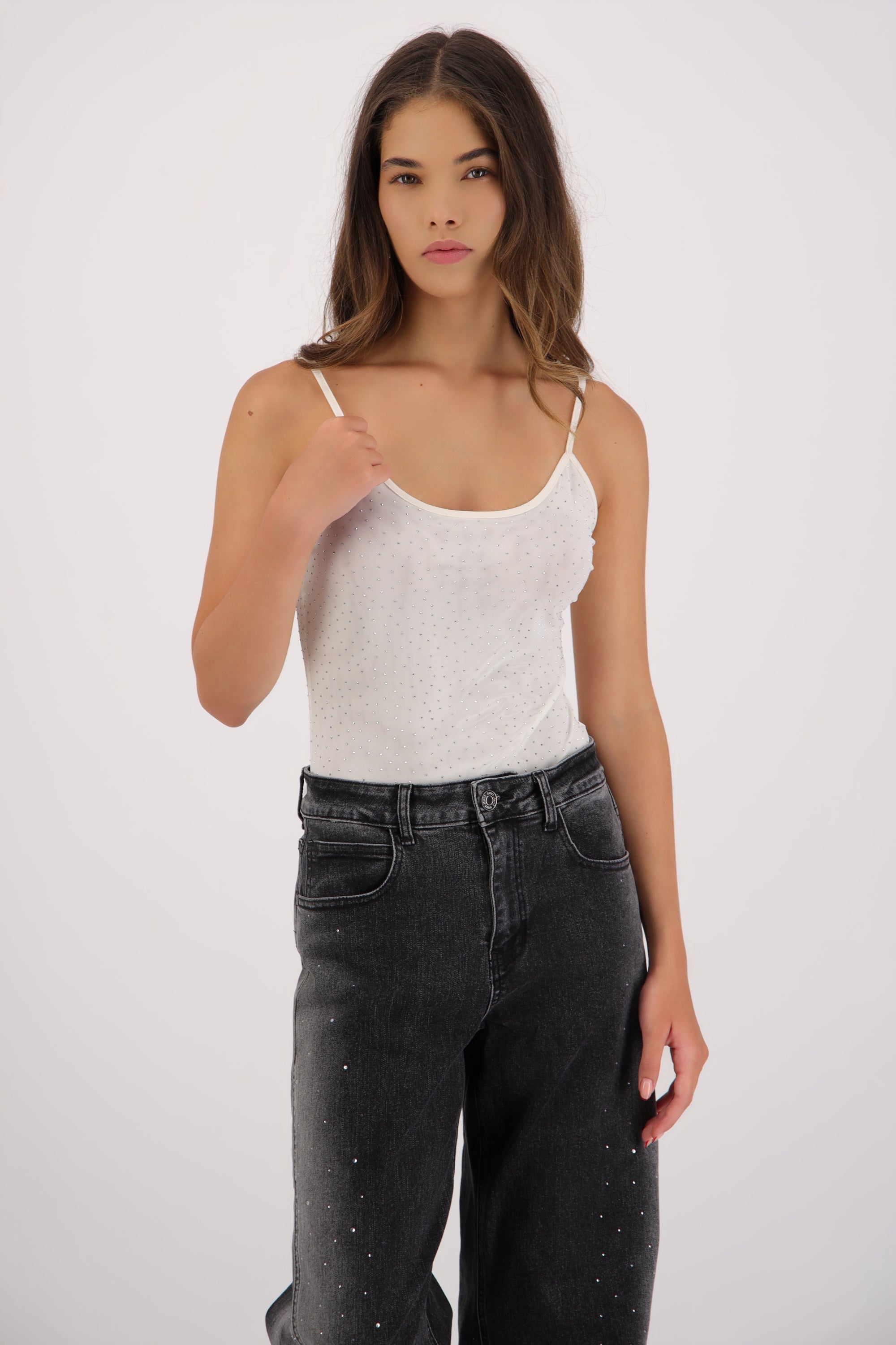 Bodysuit de tirantes con brillos BLANCO