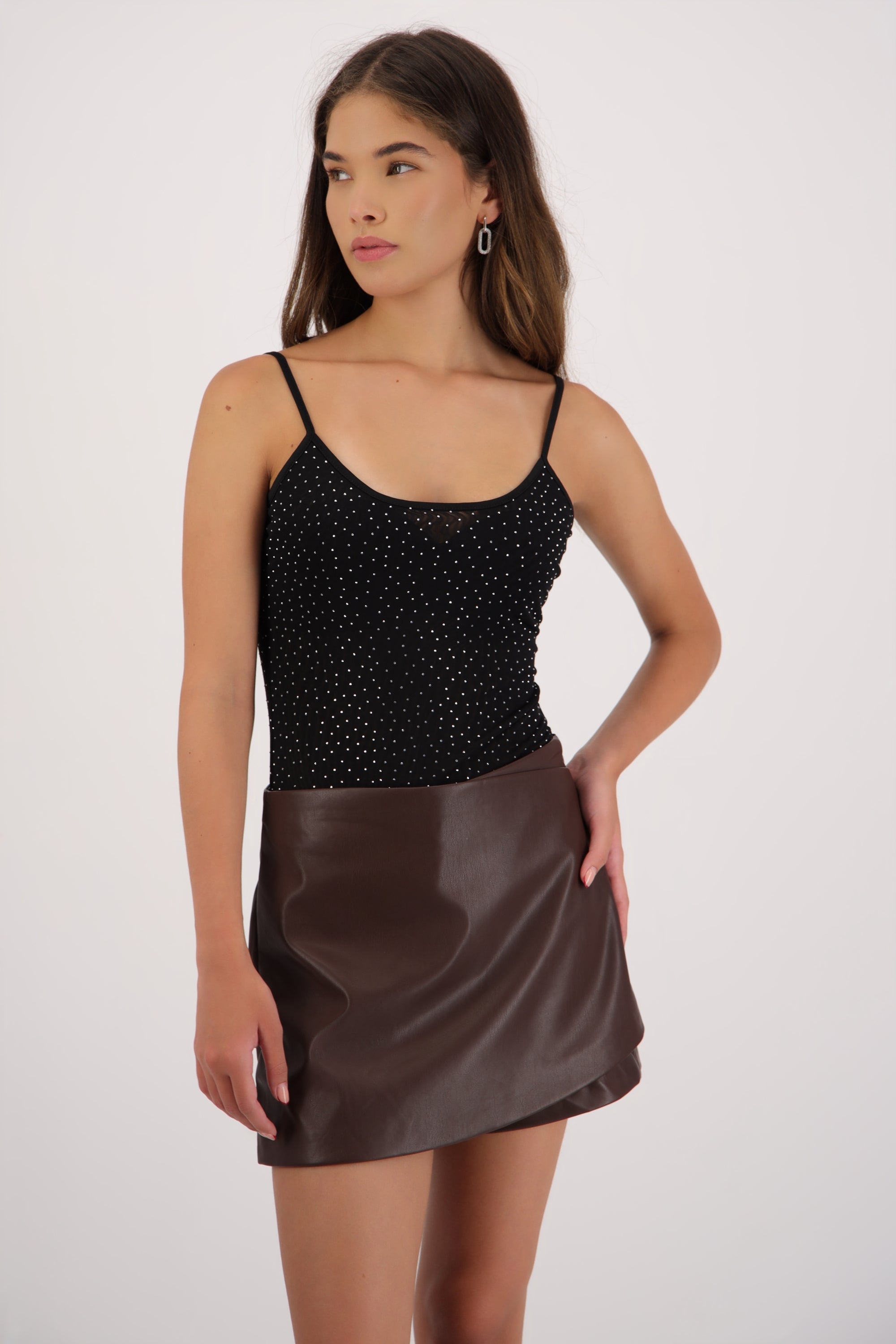 Bodysuit de tirantes con brillos NEGRO