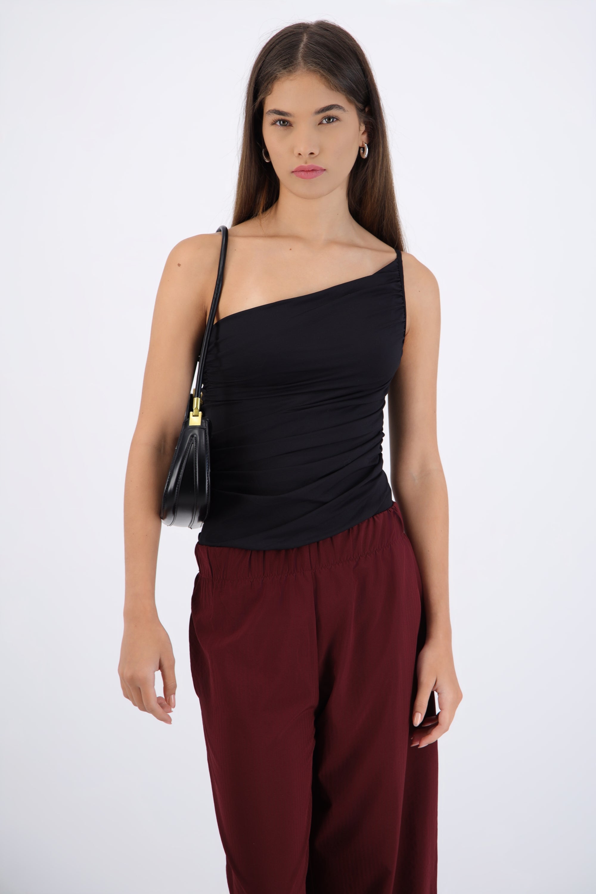 Bodysuit one shoulder drapeado NEGRO