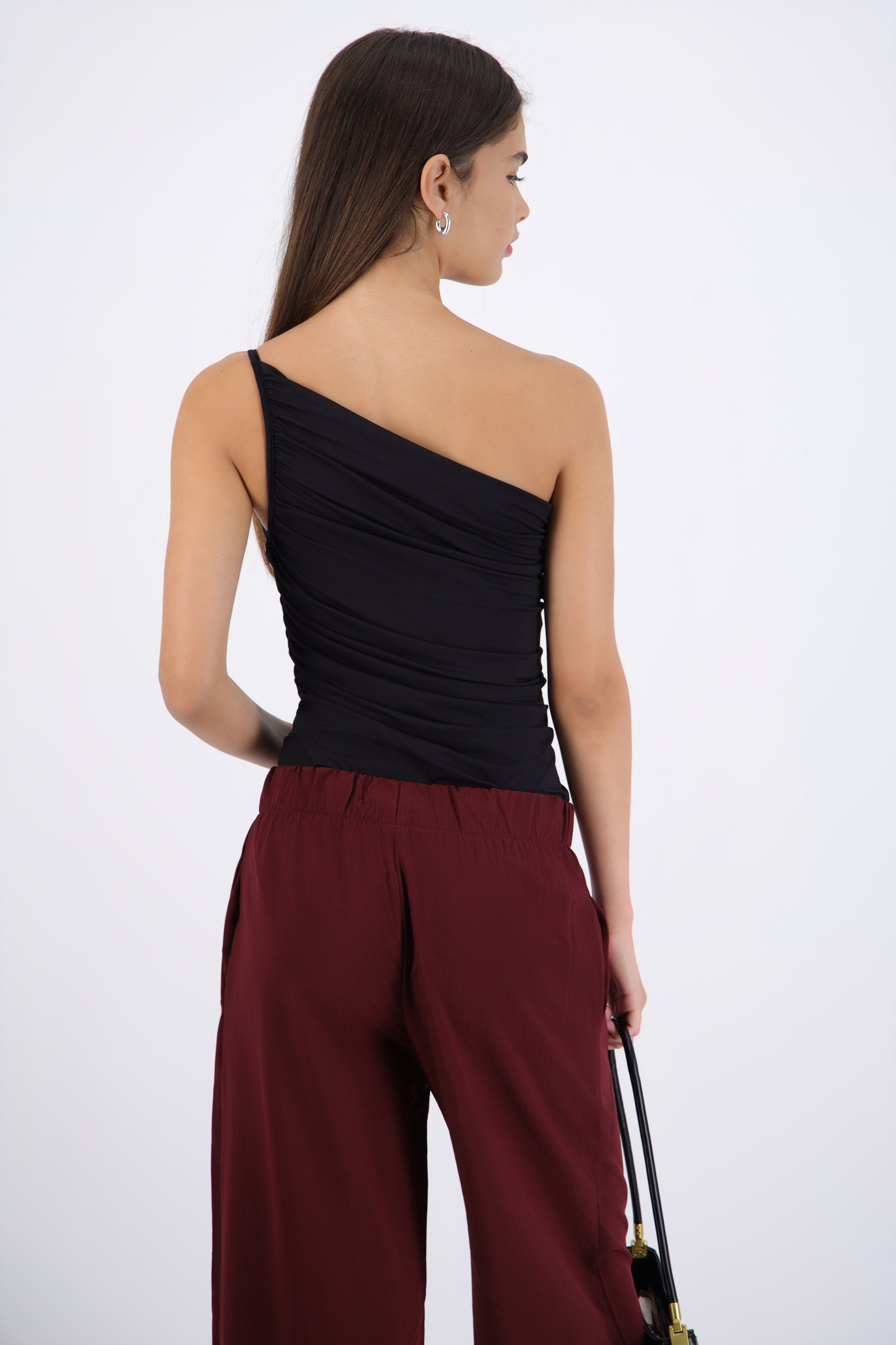 Bodysuit one shoulder drapeado NEGRO