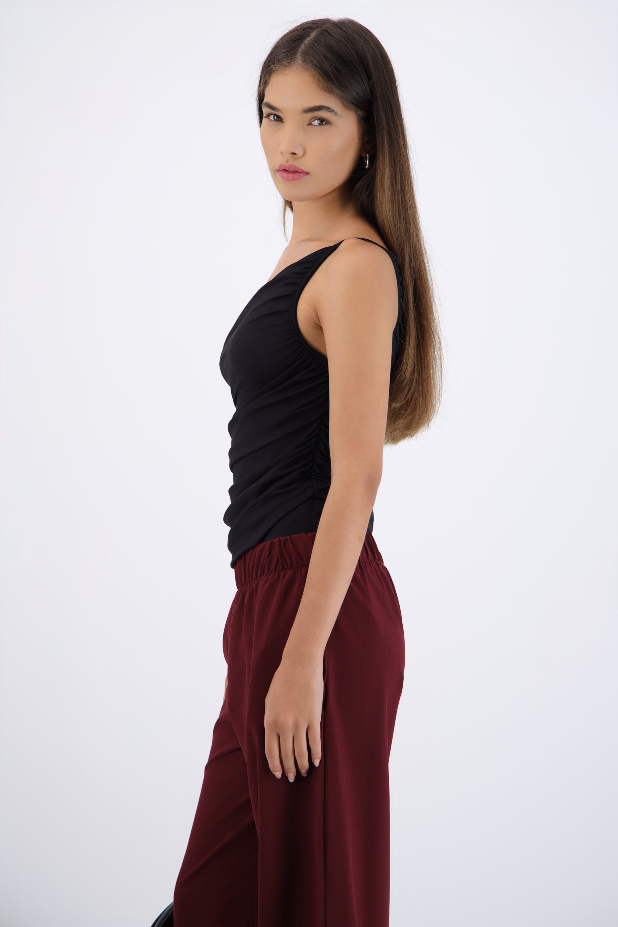Bodysuit one shoulder drapeado NEGRO