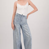 Jeans wide leg full estoperoles