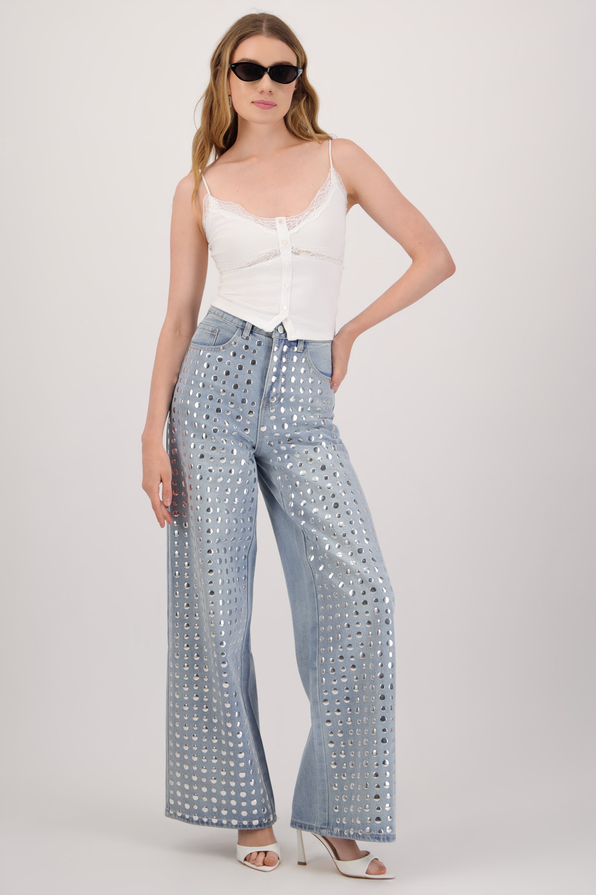 Jeans wide leg full estoperoles