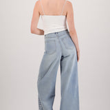 Jeans wide leg full estoperoles