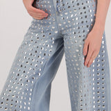 Jeans wide leg full estoperoles