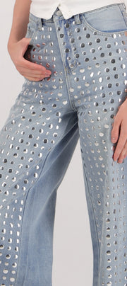 Jeans wide leg full estoperoles