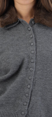 Cárdigan botones cuello fur