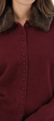 Cárdigan botones cuello fur
