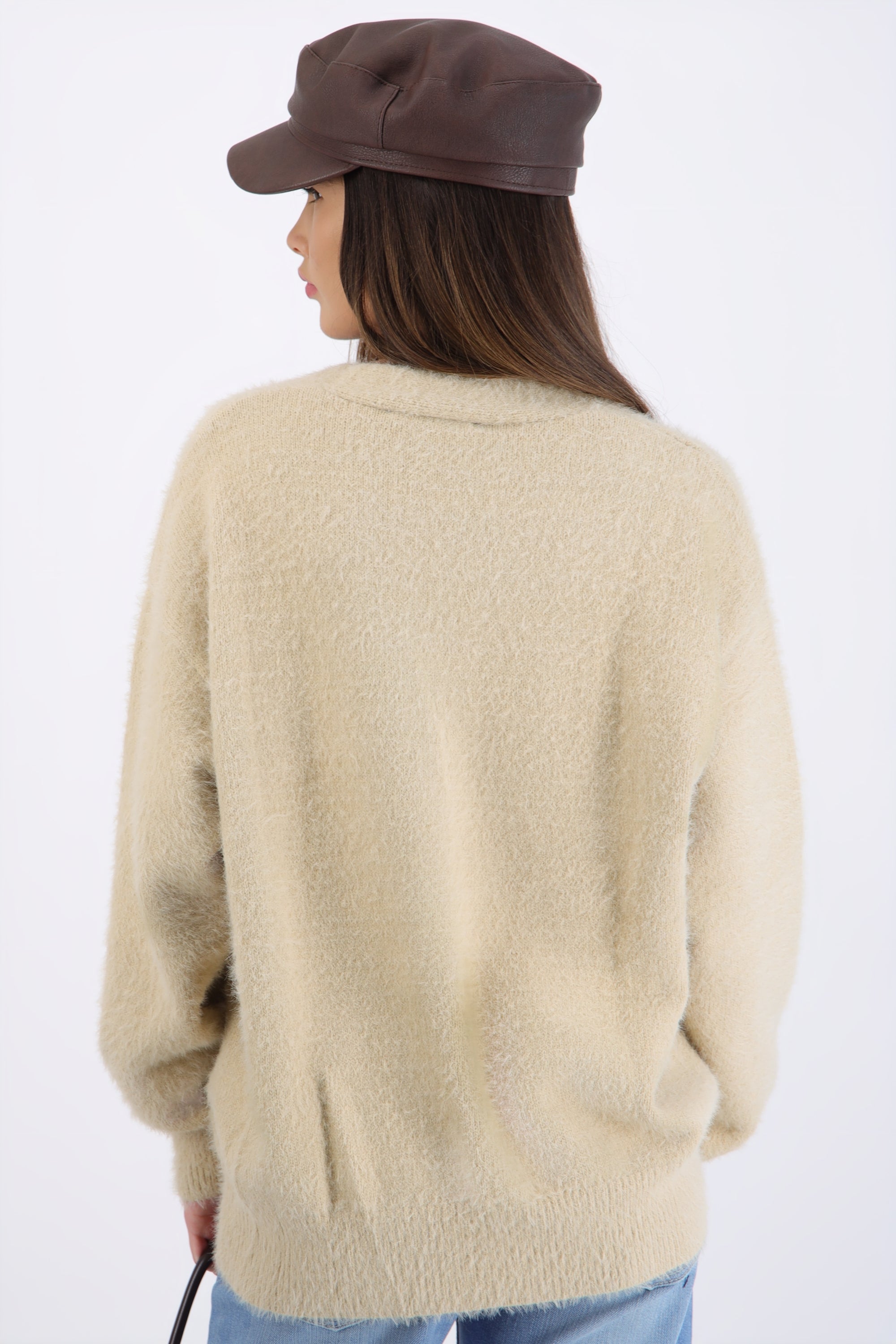 Cárdigan oversize suave BEIGE