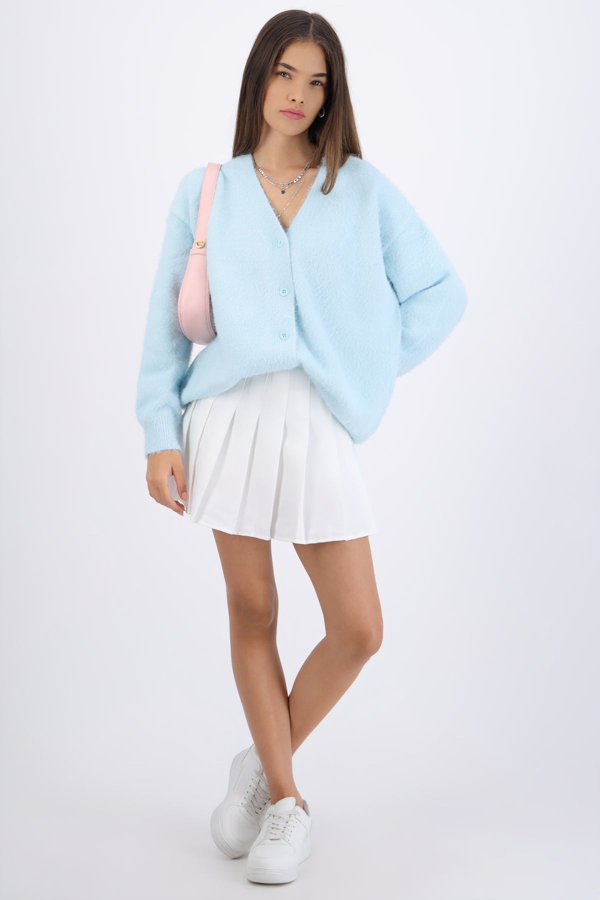 Cárdigan oversize suave AZUL PASTEL