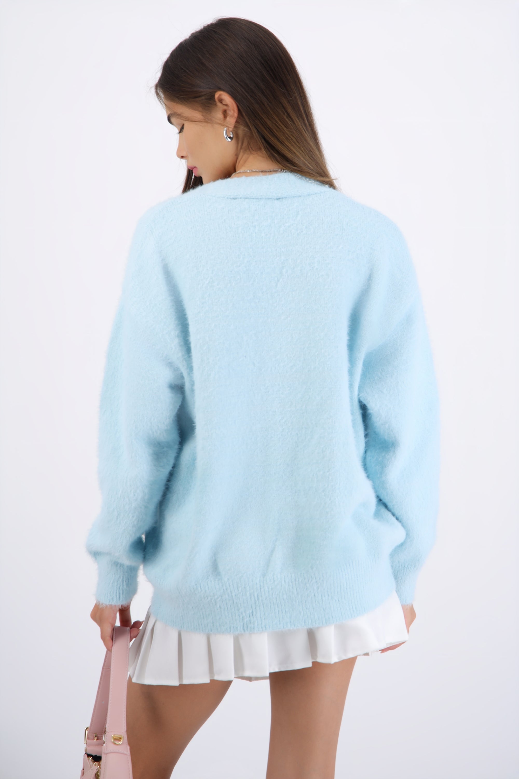 Cárdigan oversize suave AZUL PASTEL