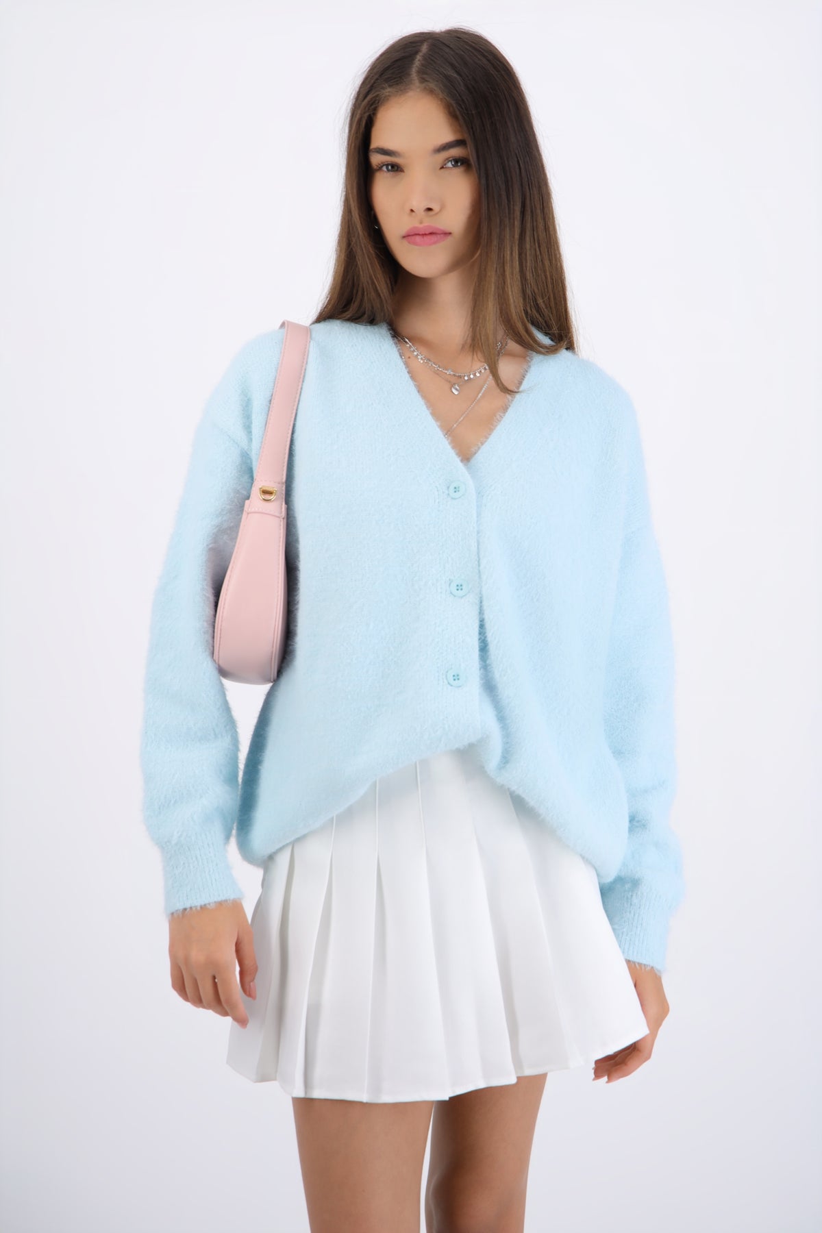 Cárdigan oversize suave AZUL PASTEL