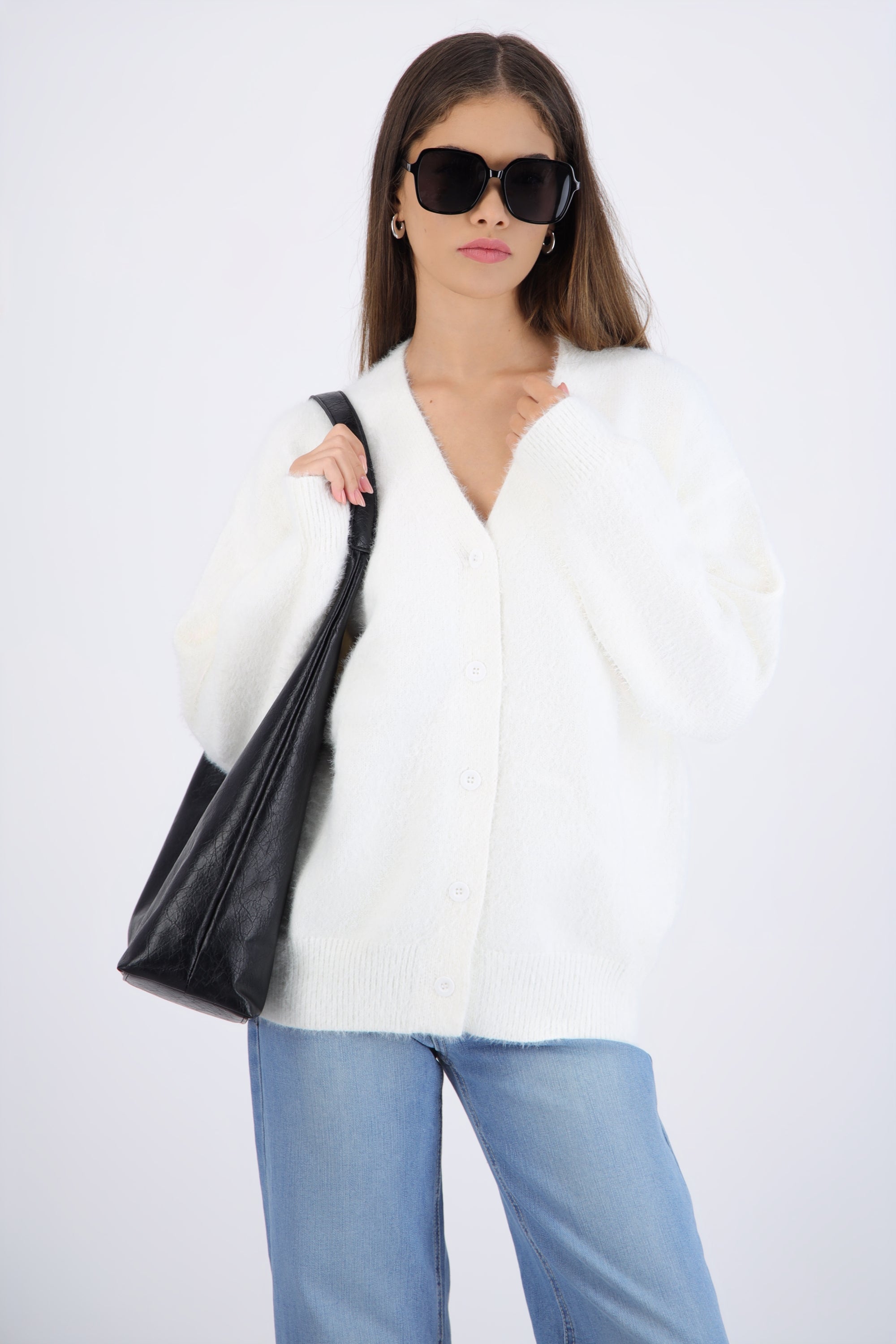 Cárdigan oversize suave HUESO
