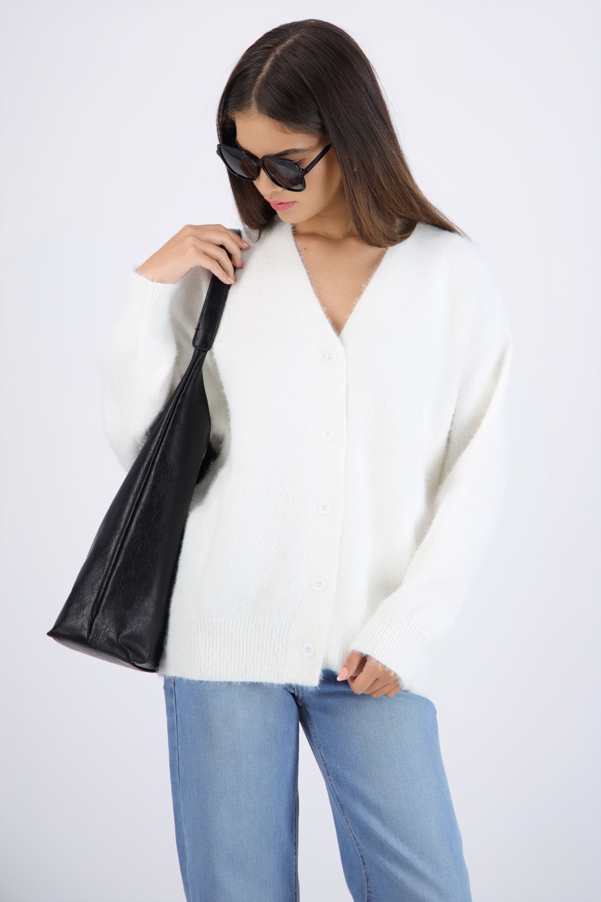 Cárdigan oversize suave HUESO