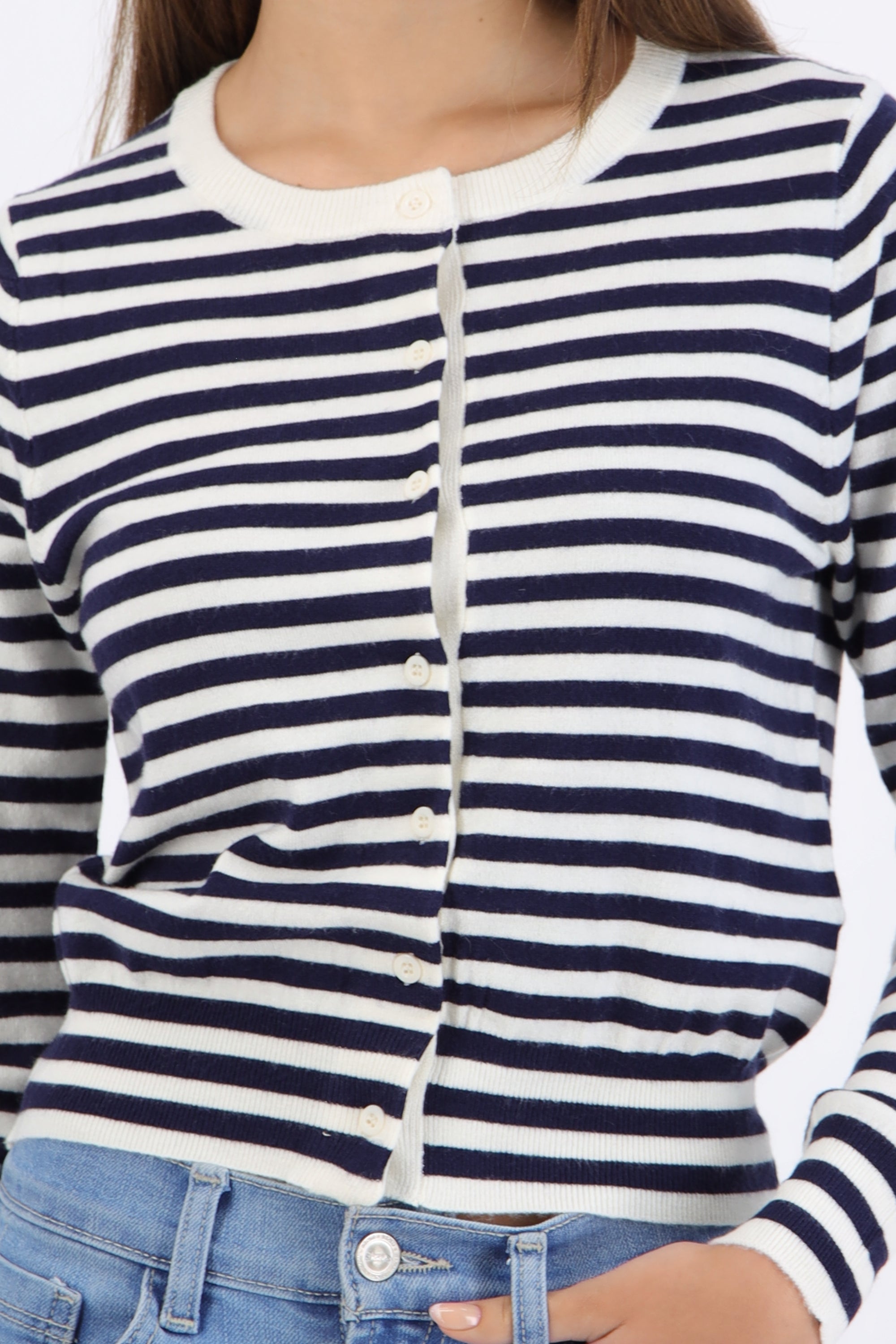 Cárdigan mini rayas detalle botones