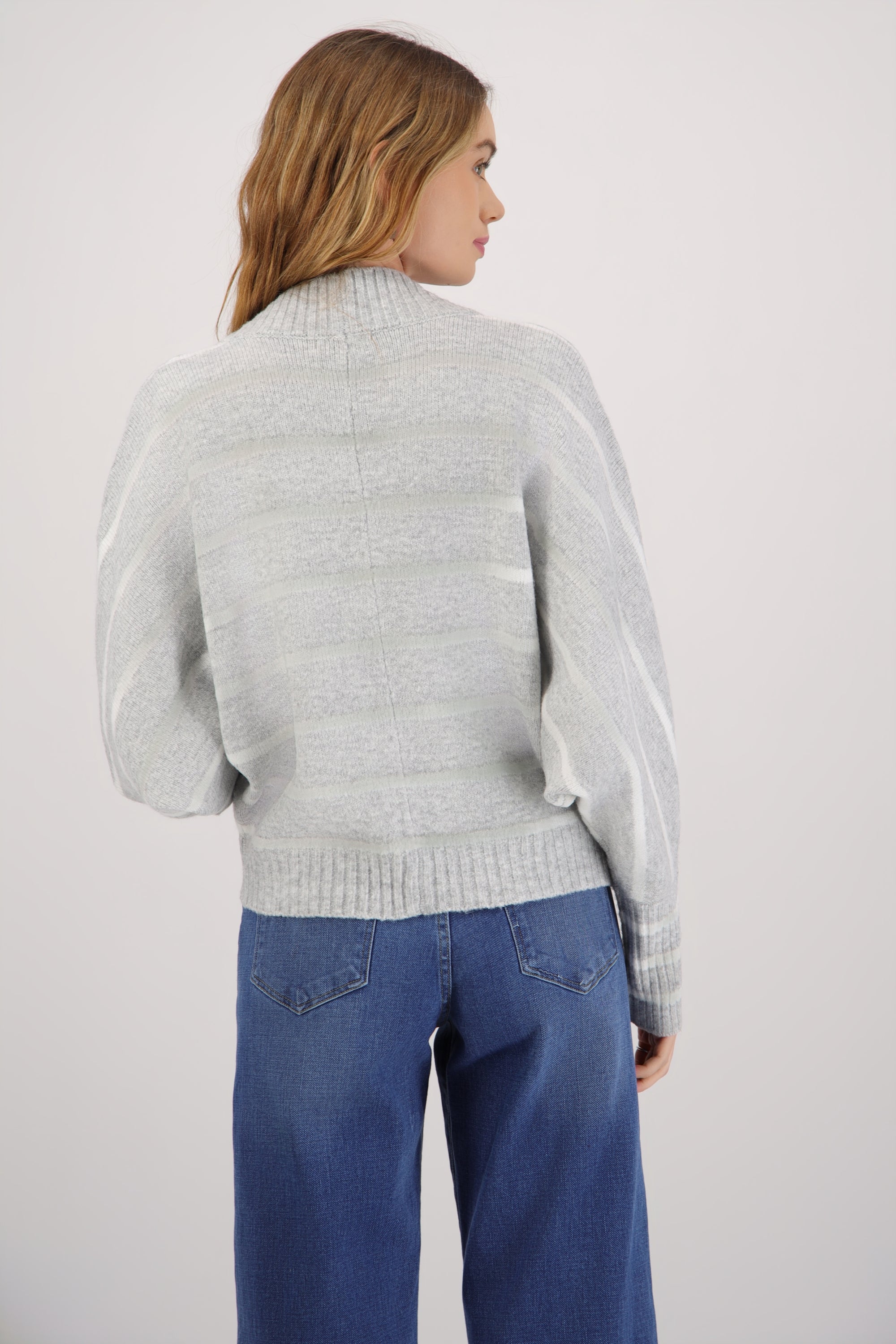 Cardigan tejido rayas GRIS JASPE