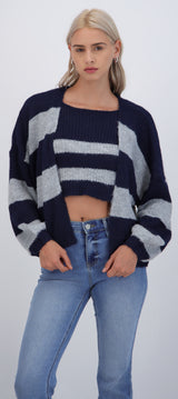 Set cardigan y top suave líneas