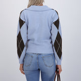 Suéter cuello polo rombos