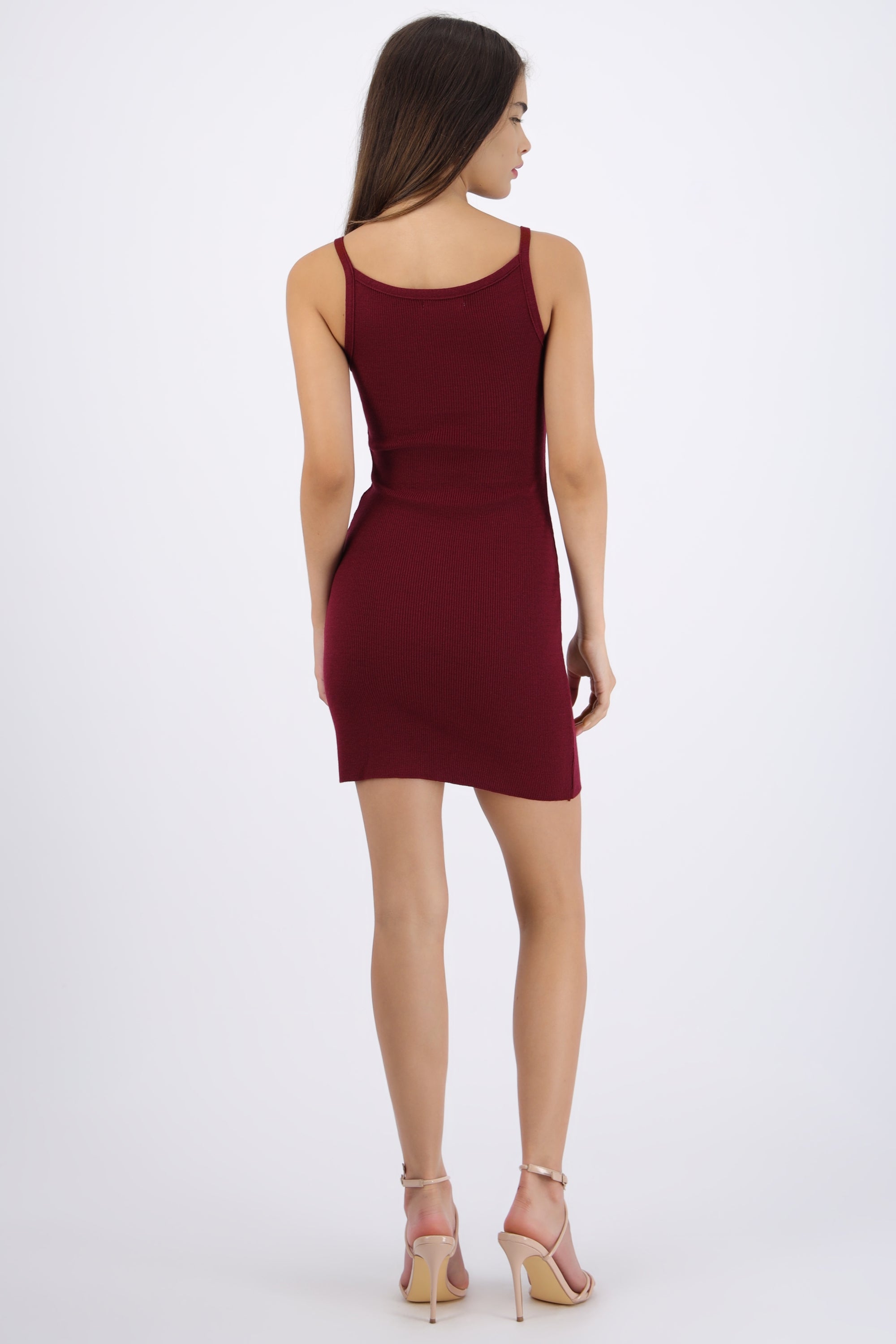 Vestido mini cuello barco VINO
