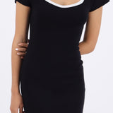 Vestido manga corta detalle escote