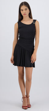 Vestido mini drapeado detalle herraje
