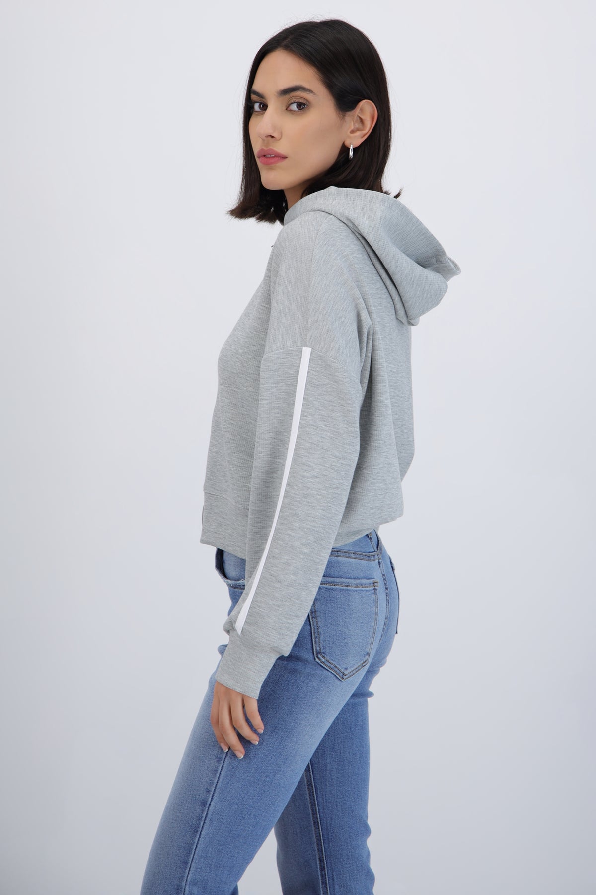 Sudadera con gorro ligera GRIS CLARO