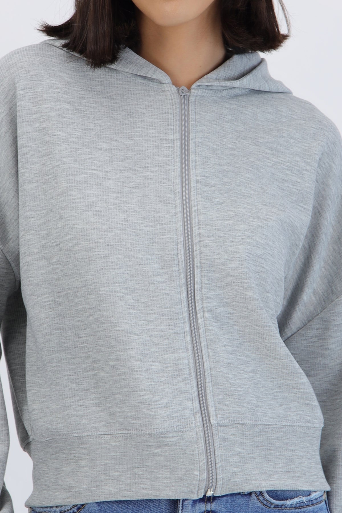 Sudadera con gorro ligera GRIS CLARO