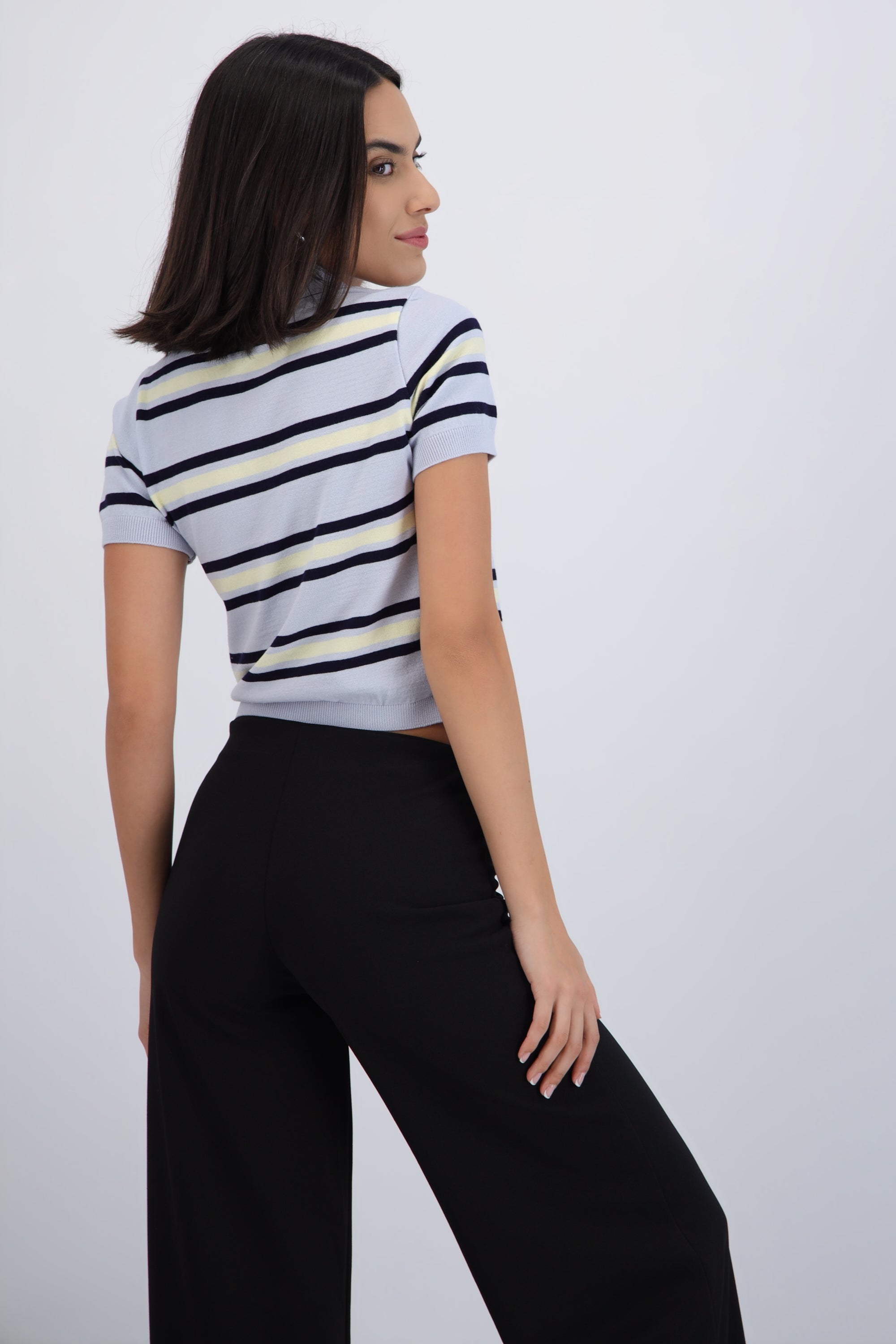 Top de manga corta rayas AZUL COMBO