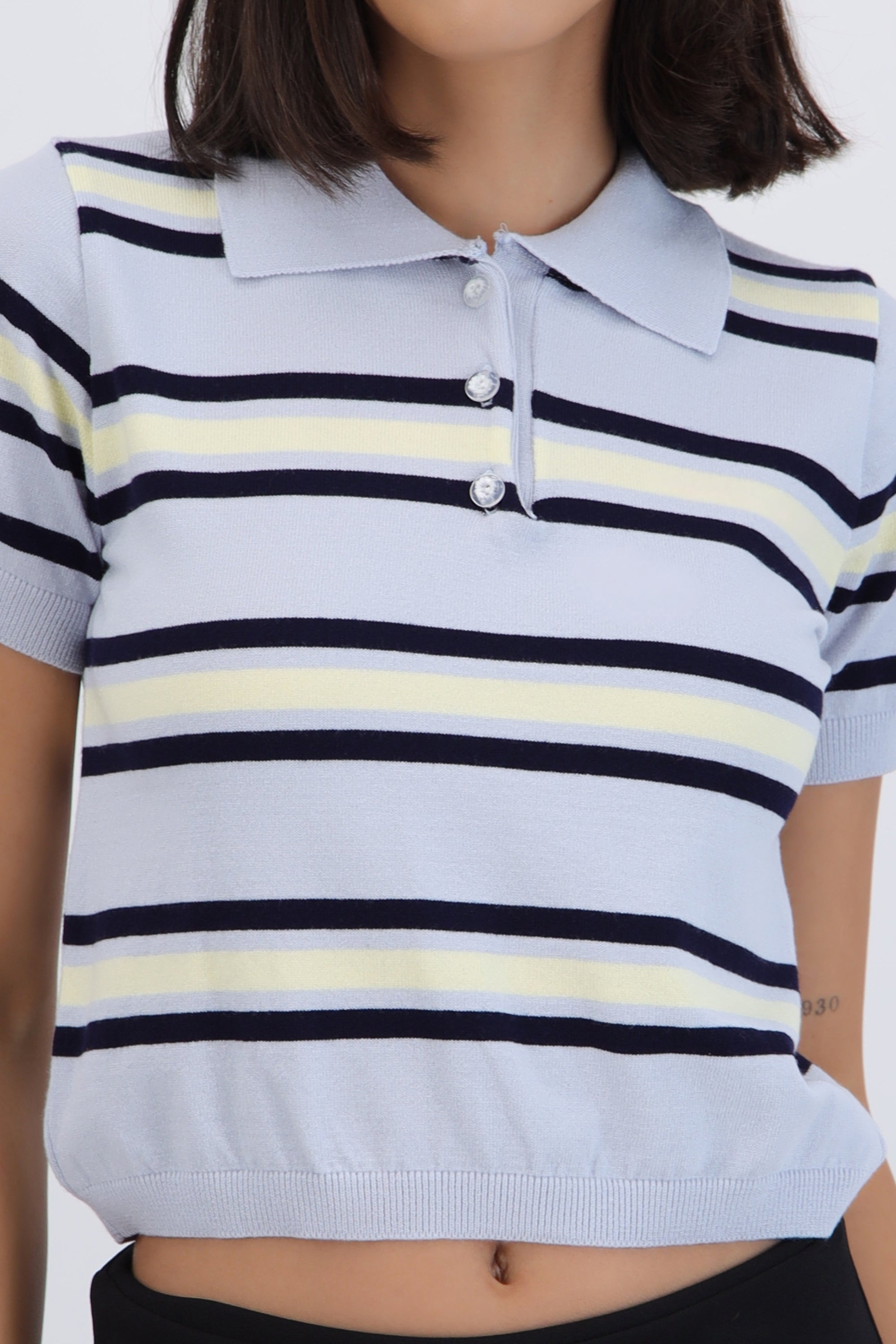 Top de manga corta rayas AZUL COMBO