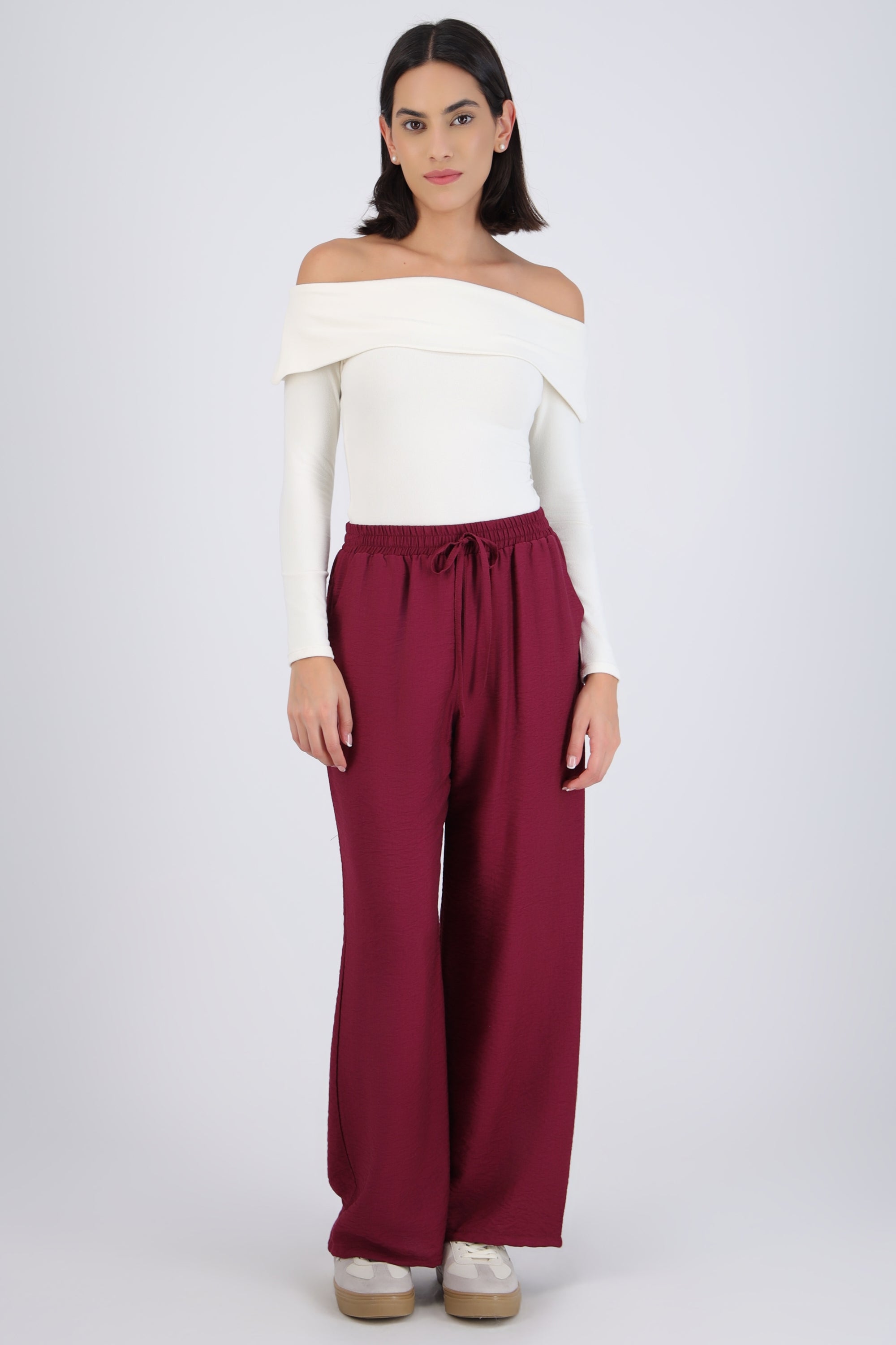 Pantalón amplio liso con resorte