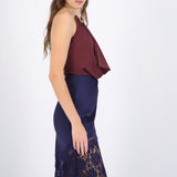 Bodysuit escote cascada detalle collar