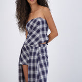 Top strapless cuadros detalle amarre