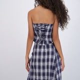 Top strapless cuadros detalle amarre