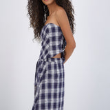 Top strapless cuadros detalle amarre