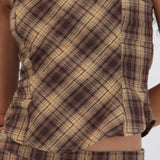 Top strapless cuadros detalle amarre