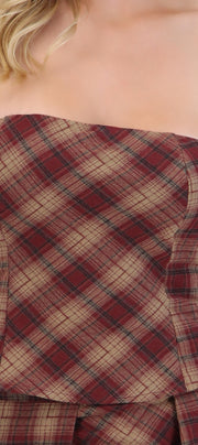 Top strapless cuadros detalle amarre