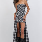 Falda midi abierta cuadros